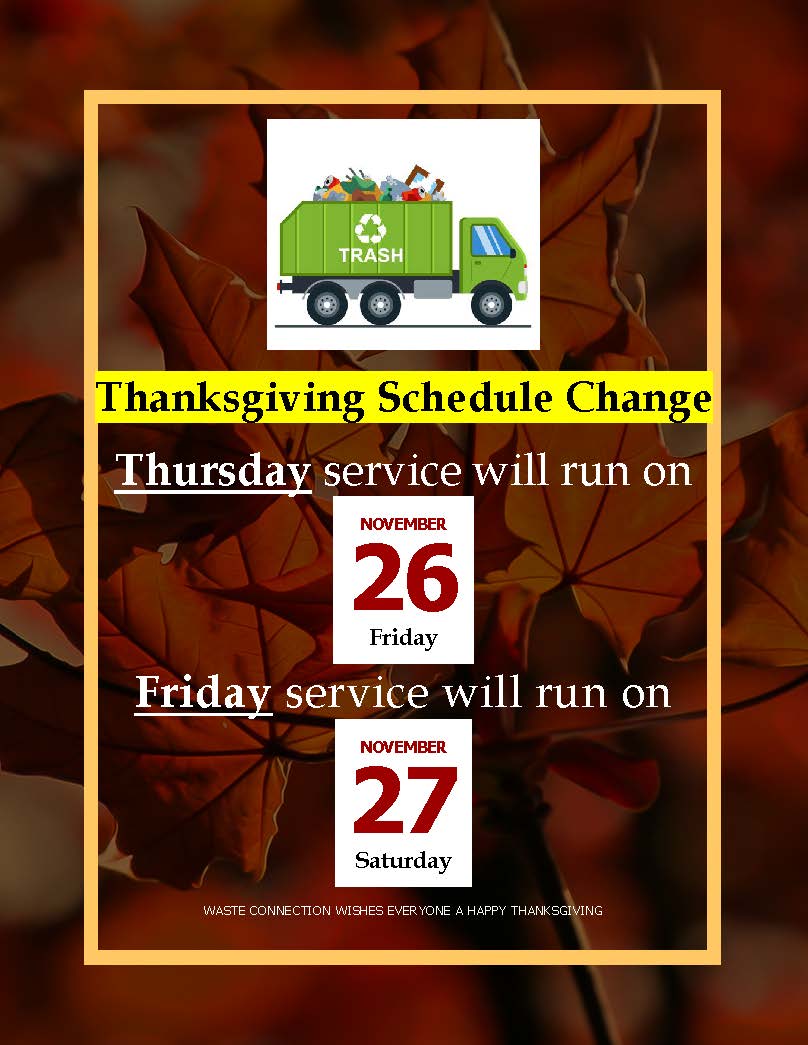 Thanksgiving Trash Schedule Stephenville, Texas